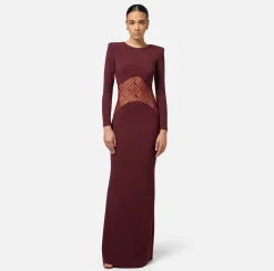 Elisabetta Franchi Red Carpet Dresses|Red Carpet|Red carpet dress in crêpe fabric with flocked tulle insert RougeNoir