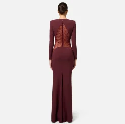 Elisabetta Franchi Red Carpet Dresses|Red Carpet|Red carpet dress in crêpe fabric with flocked tulle insert RougeNoir