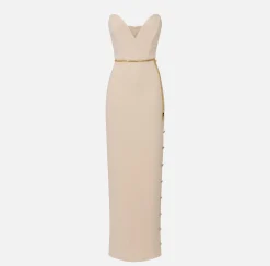 Elisabetta Franchi Red Carpet Dresses|Red Carpet|Red carpet dress in crêpe fabric with bustier neckline Cream