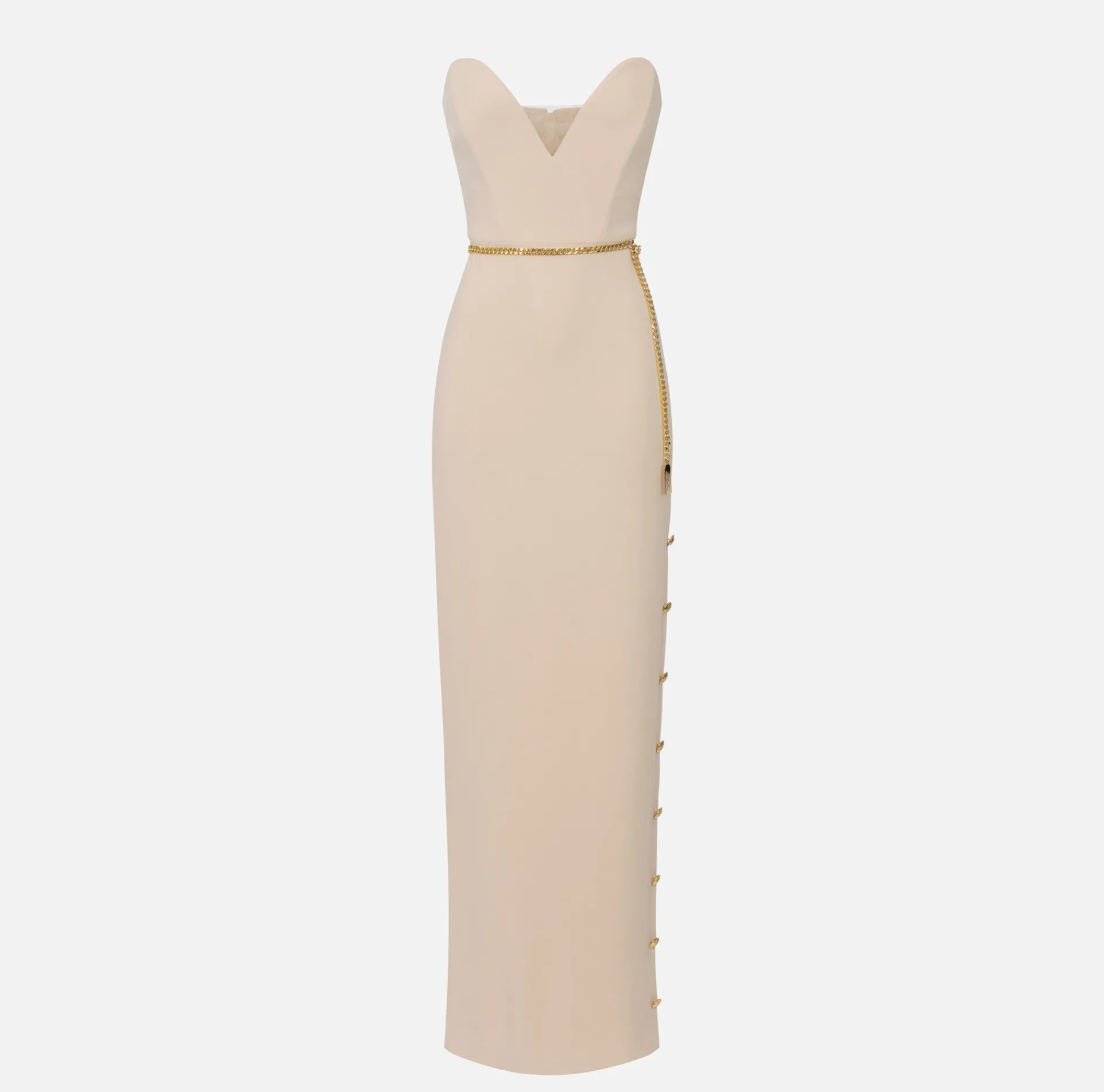 Elisabetta Franchi Red Carpet Dresses|Red Carpet|Red carpet dress in crêpe fabric with bustier neckline Cream