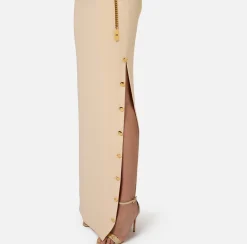 Elisabetta Franchi Red Carpet Dresses|Red Carpet|Red carpet dress in crêpe fabric with bustier neckline Cream