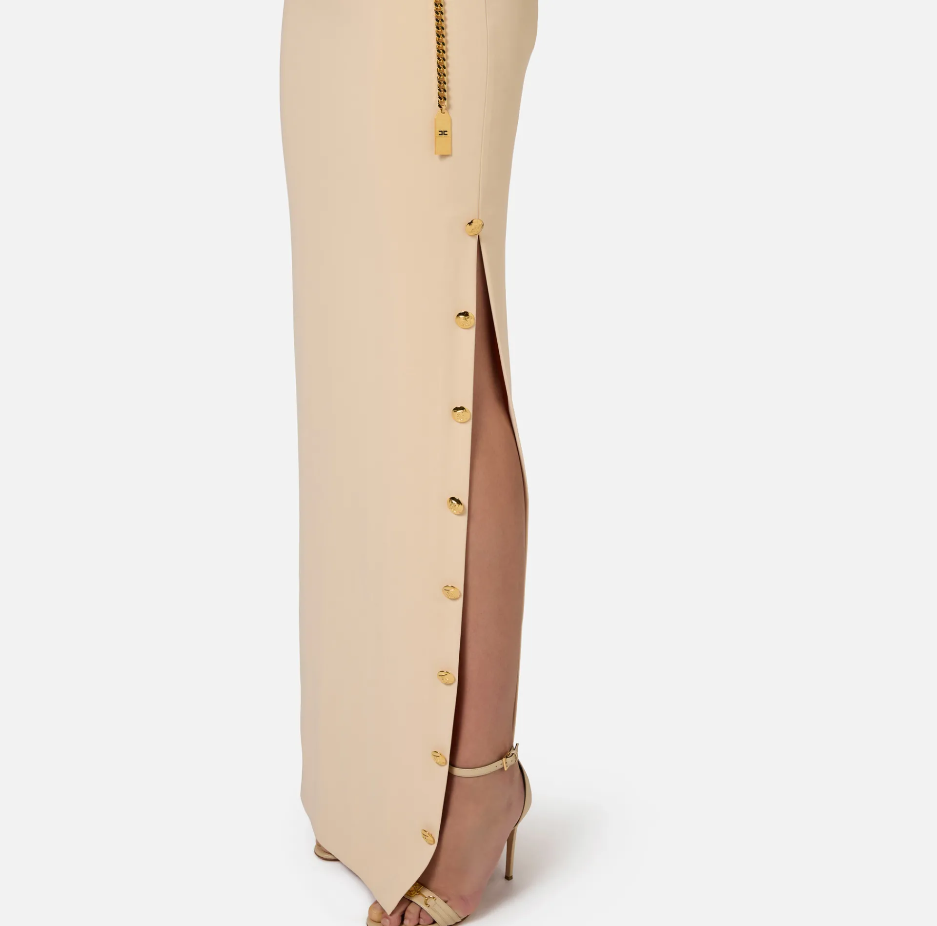 Elisabetta Franchi Red Carpet Dresses|Red Carpet|Red carpet dress in crêpe fabric with bustier neckline Cream
