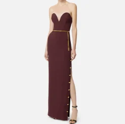 Elisabetta Franchi Red Carpet Dresses|Red Carpet|Red carpet dress in crêpe fabric with bustier neckline RougeNoir