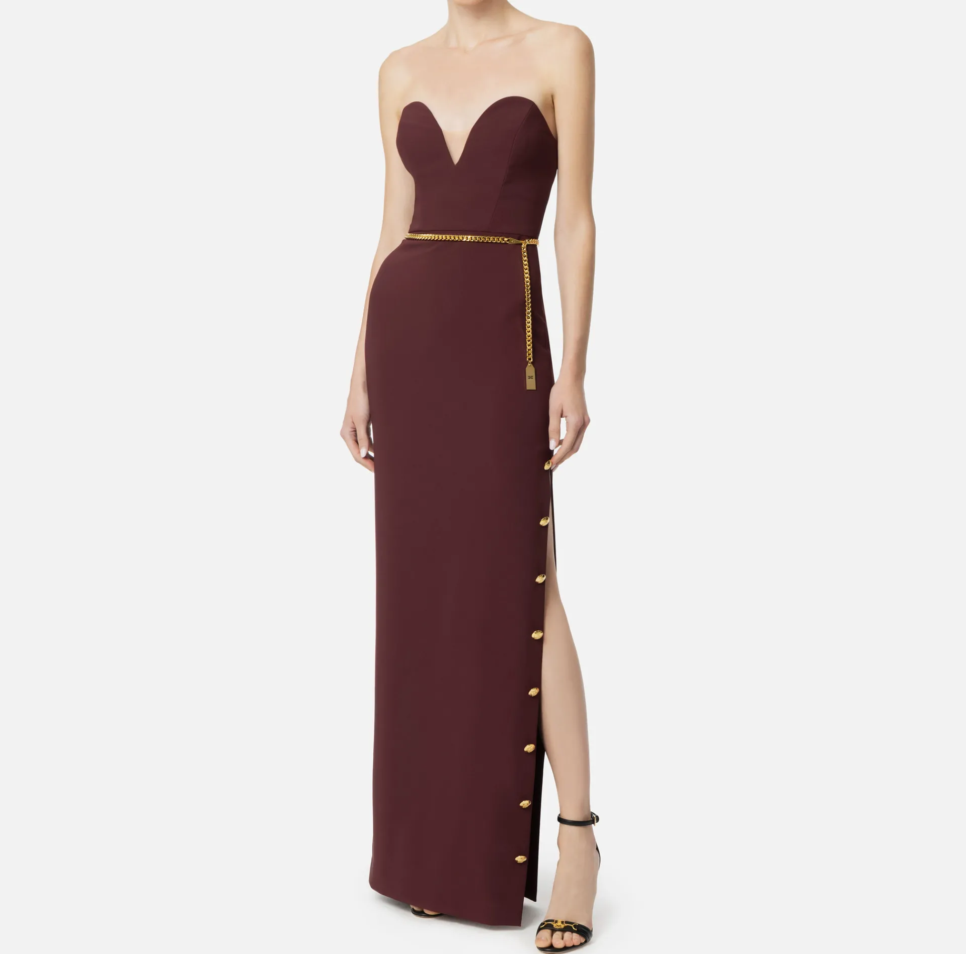 Elisabetta Franchi Red Carpet Dresses|Red Carpet|Red carpet dress in crêpe fabric with bustier neckline RougeNoir