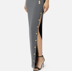 Elisabetta Franchi Red Carpet Dresses|Red Carpet|Red carpet dress in crêpe fabric with bustier neckline Steel