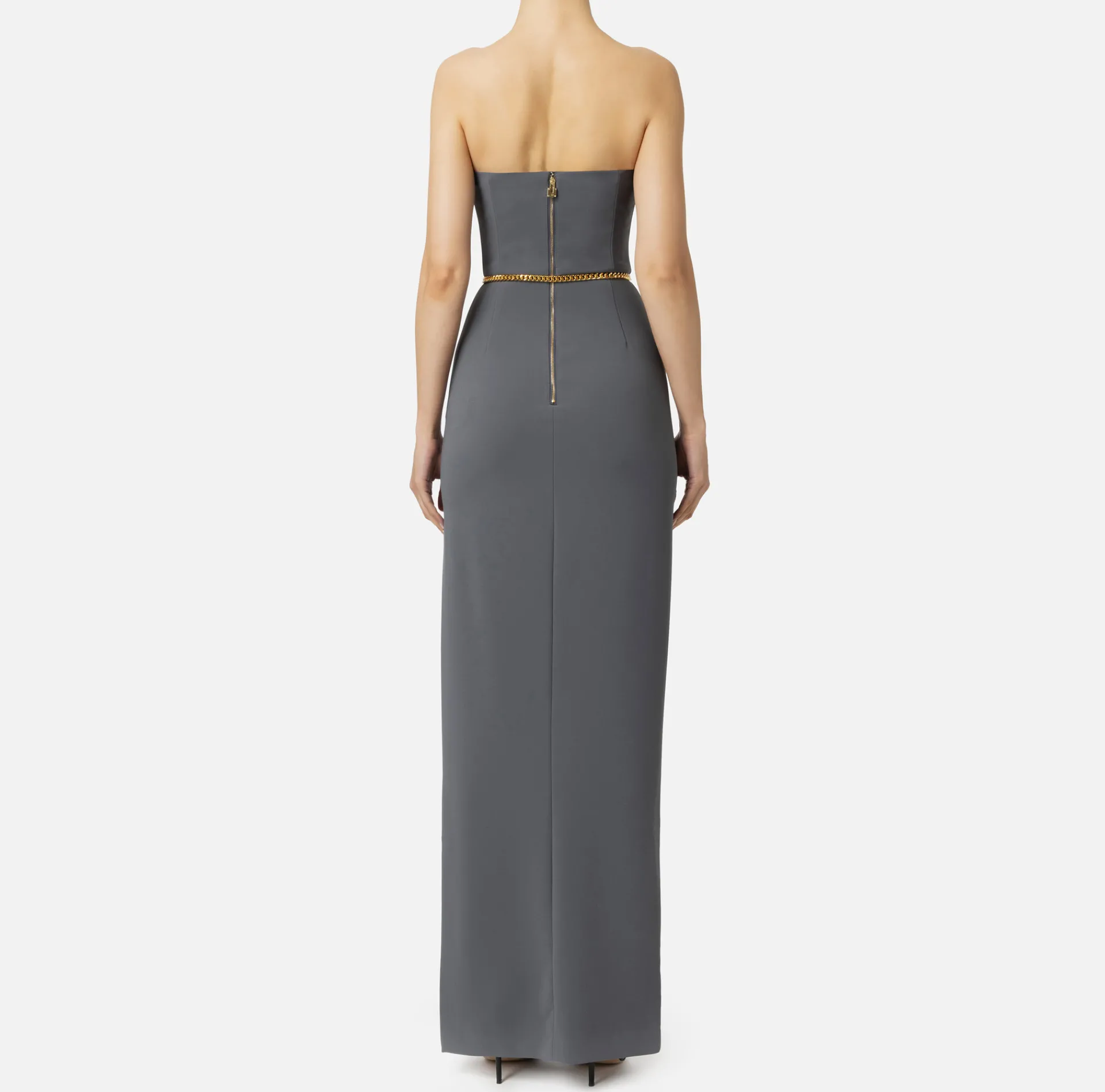 Elisabetta Franchi Red Carpet Dresses|Red Carpet|Red carpet dress in crêpe fabric with bustier neckline Steel