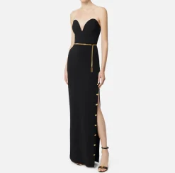 Elisabetta Franchi Red Carpet Dresses|Red Carpet|Red carpet dress in crêpe fabric with bustier neckline Black