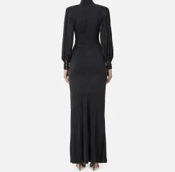 Elisabetta Franchi Red Carpet Dresses|Red Carpet|Red Carpet dress in cupro jersey with knot Black