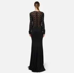 Elisabetta Franchi Red Carpet Dresses|Red Carpet|Red carpet dress in embroidered flock tulle fabric Black