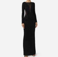 Elisabetta Franchi Red Carpet Dresses|Red Carpet|Red carpet dress in flock Lycra and tulle fabric Black