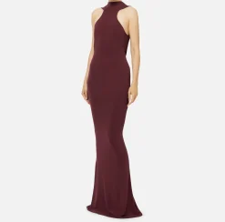 Elisabetta Franchi Red Carpet Dresses|Red Carpet|Red carpet dress in jersey with necklace on the back RougeNoir