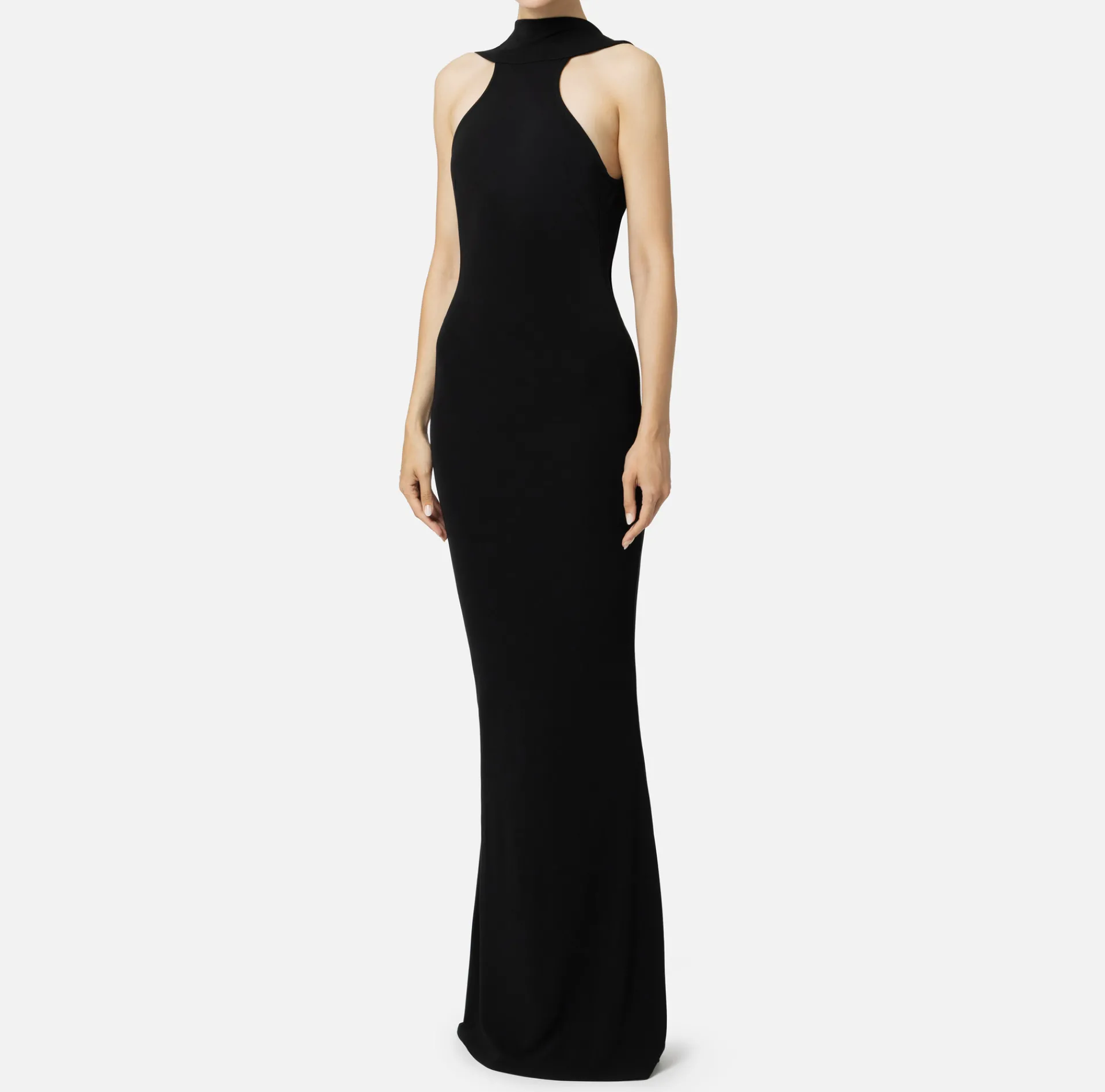 Elisabetta Franchi Red Carpet Dresses|Red Carpet|Red carpet dress in jersey with necklace on the back Black