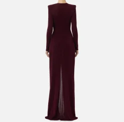 Elisabetta Franchi Dresses|Red Carpet Dresses|Red carpet dress in lurex jersey with knot and logo accessory RougeNoir