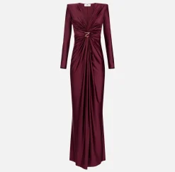Elisabetta Franchi Red Carpet Dresses|Red Carpet|Red carpet dress in Lycra with knot and logo accessory RougeNoir