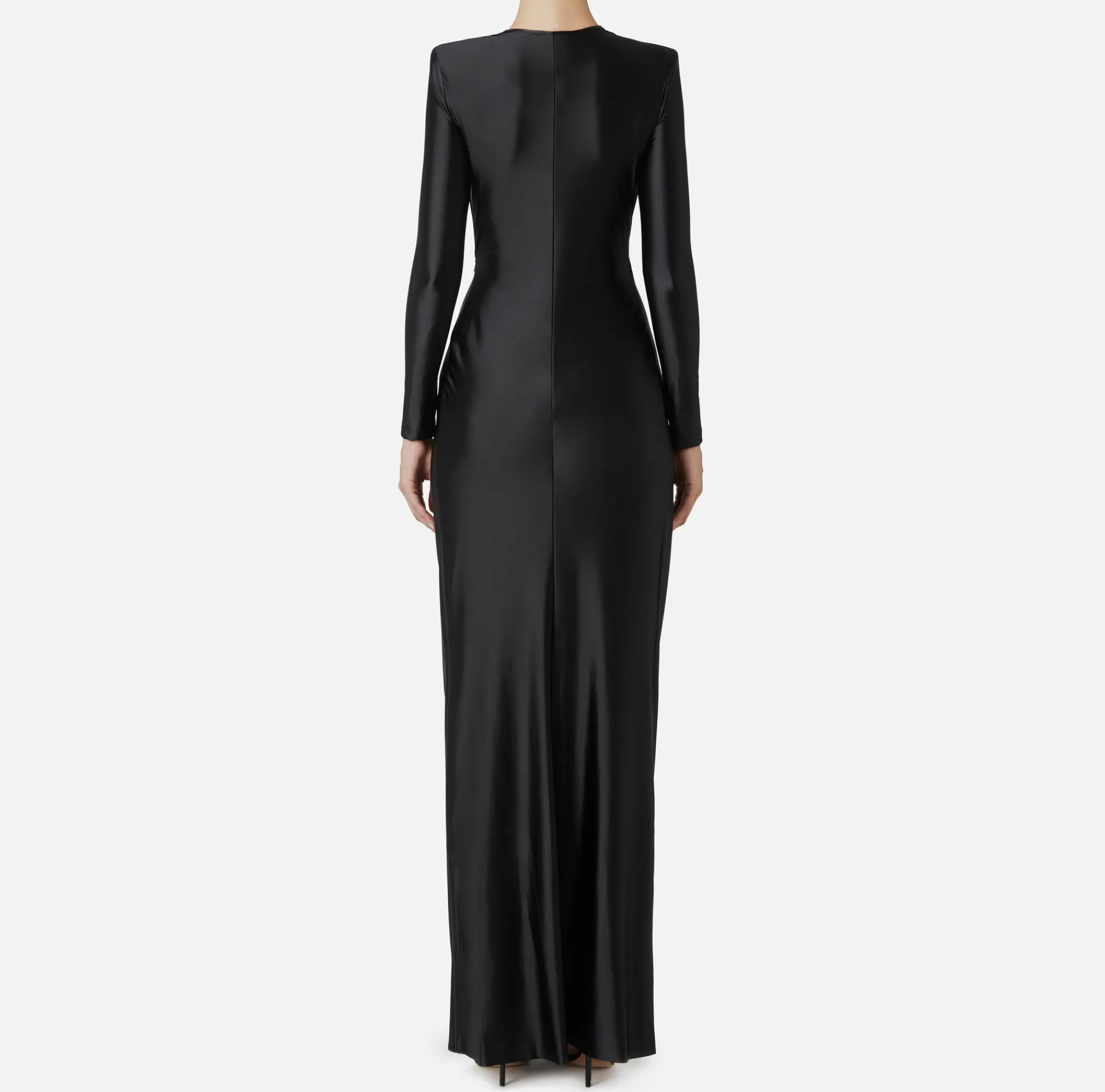 Elisabetta Franchi Red Carpet Dresses|Red Carpet|Red carpet dress in Lycra with knot and logo accessory Black