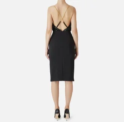 Elisabetta Franchi Red Carpet|Red Carpet Dresses|Red Carpet dress with embroidered top and skirt in lurex jersey Black