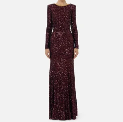 Elisabetta Franchi Red Carpet Dresses|Red Carpet|Red carpet sequin dress with chain and rhinestones RougeNoir