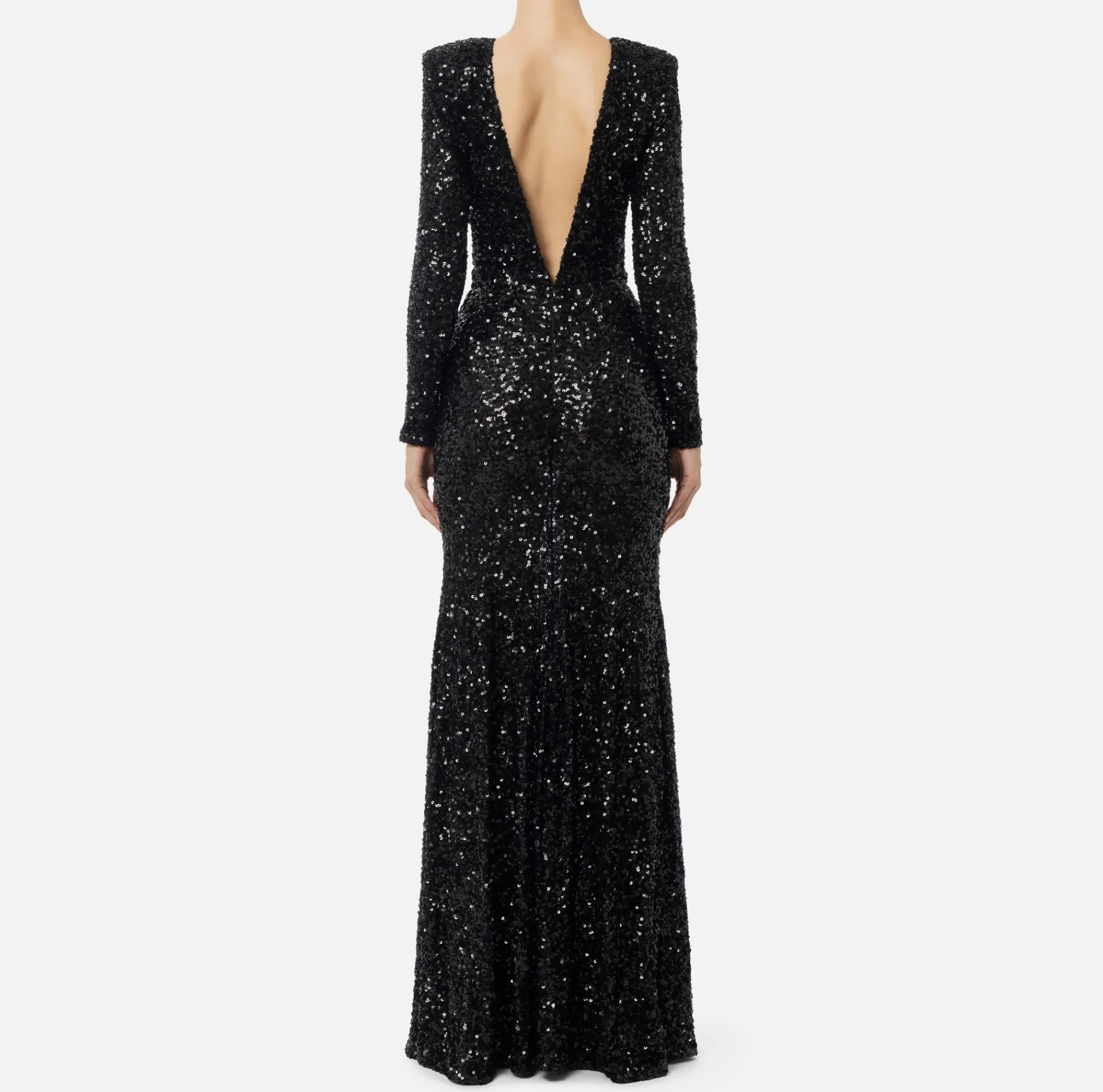 Elisabetta Franchi Red Carpet Dresses|Red Carpet|Red carpet sequin dress with chain and rhinestones Black