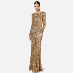 Elisabetta Franchi Dresses|Red Carpet|Red carpet sequin dress with chain and rhinestones