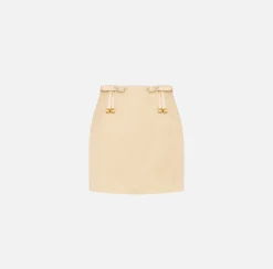 Elisabetta Franchi Skirts|Satin miniskirt with bows Cream