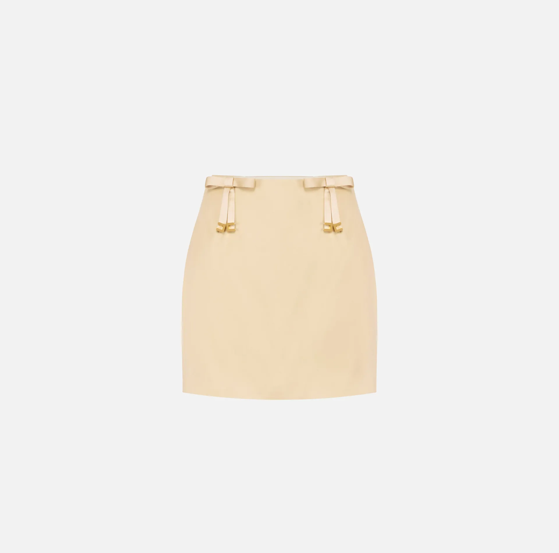 Elisabetta Franchi Skirts|Satin miniskirt with bows Cream