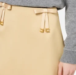Elisabetta Franchi Skirts|Satin miniskirt with bows Cream