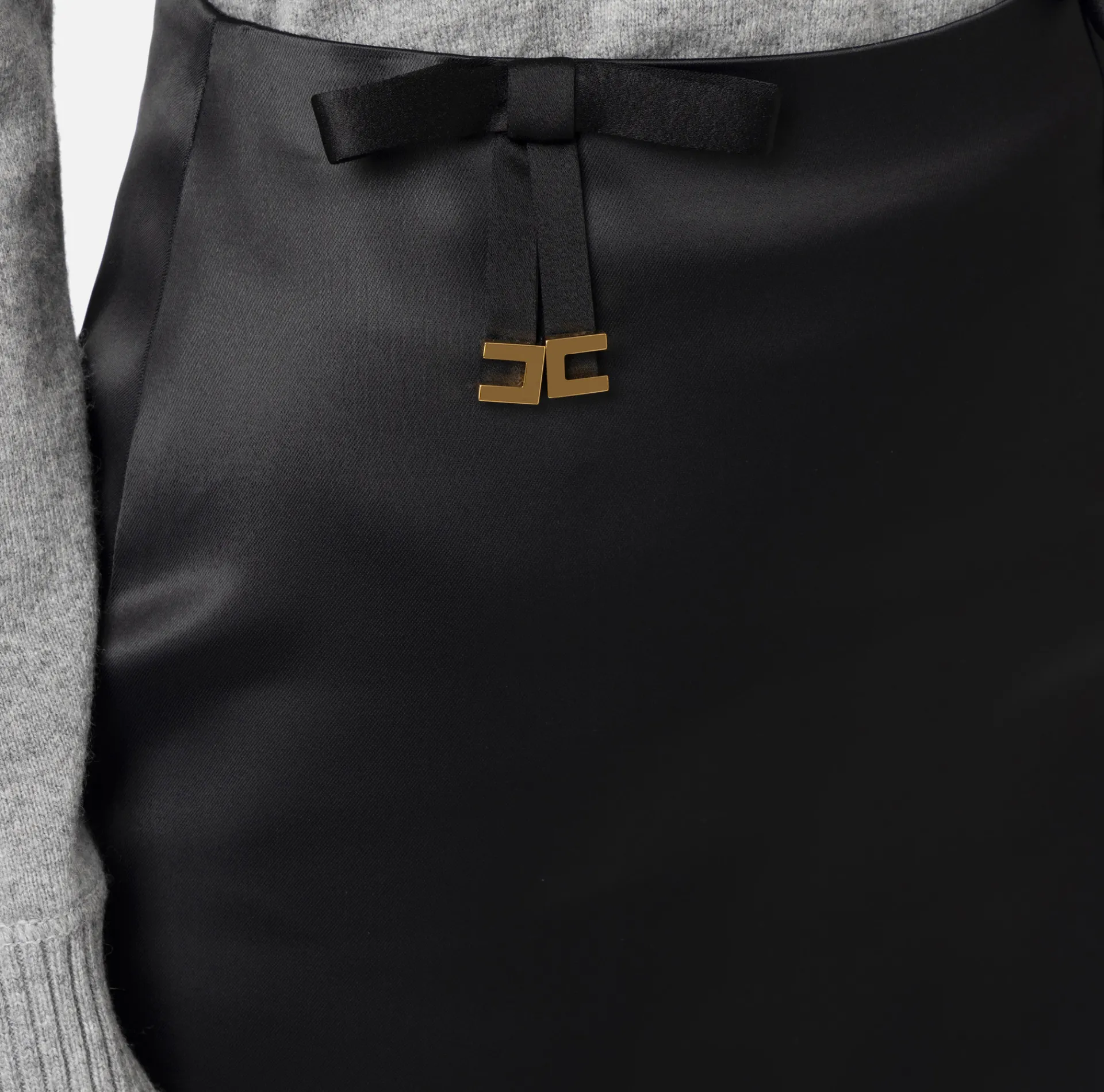 Elisabetta Franchi Skirts|Satin miniskirt with bows Black