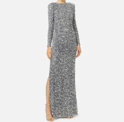Elisabetta Franchi Red Carpet Dresses|Red Carpet|Sequin-embroidered chenille red carpet dress Steel