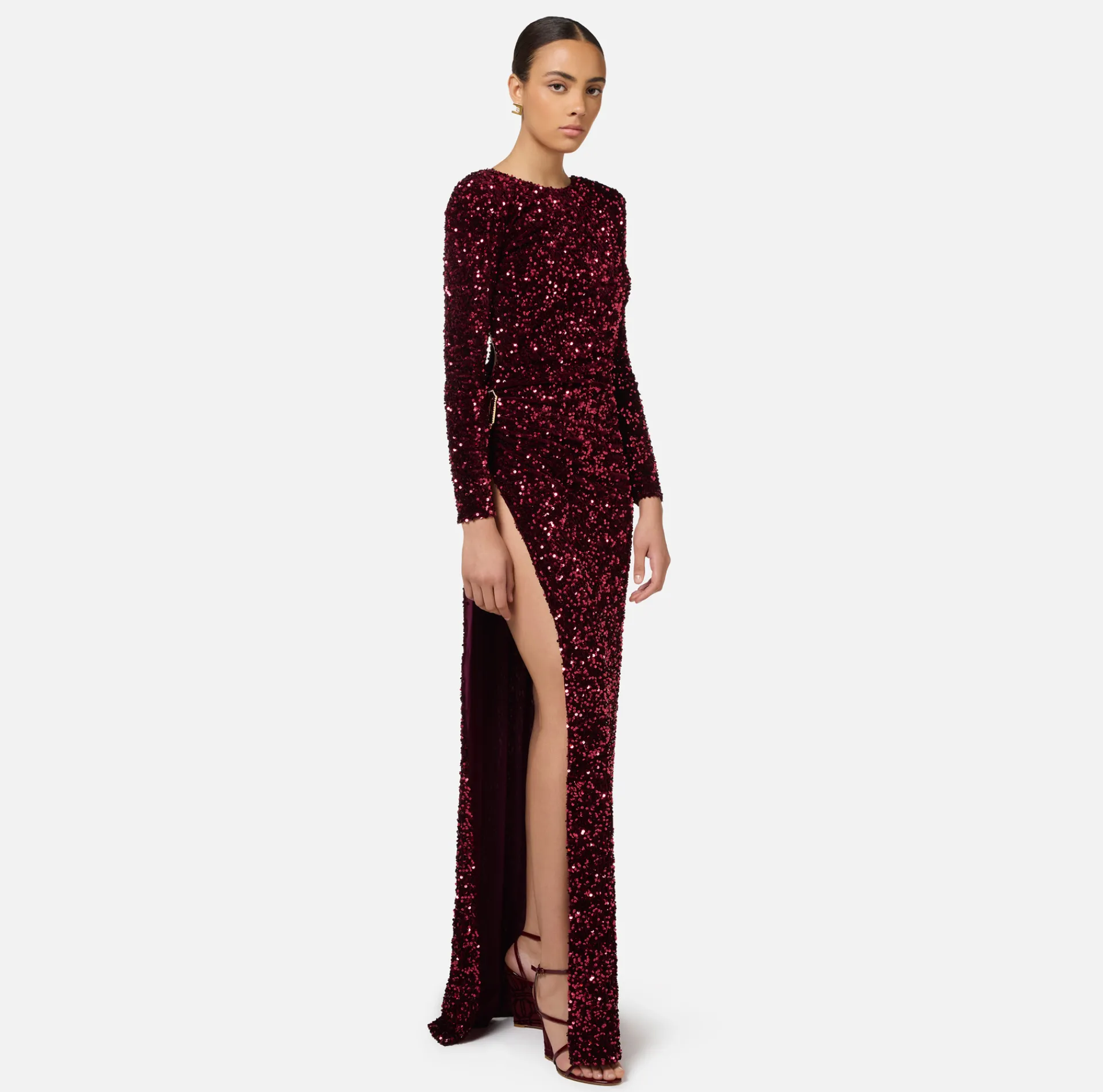 Elisabetta Franchi Dresses|Red Carpet|Sequin-embroidered chenille red carpet dress