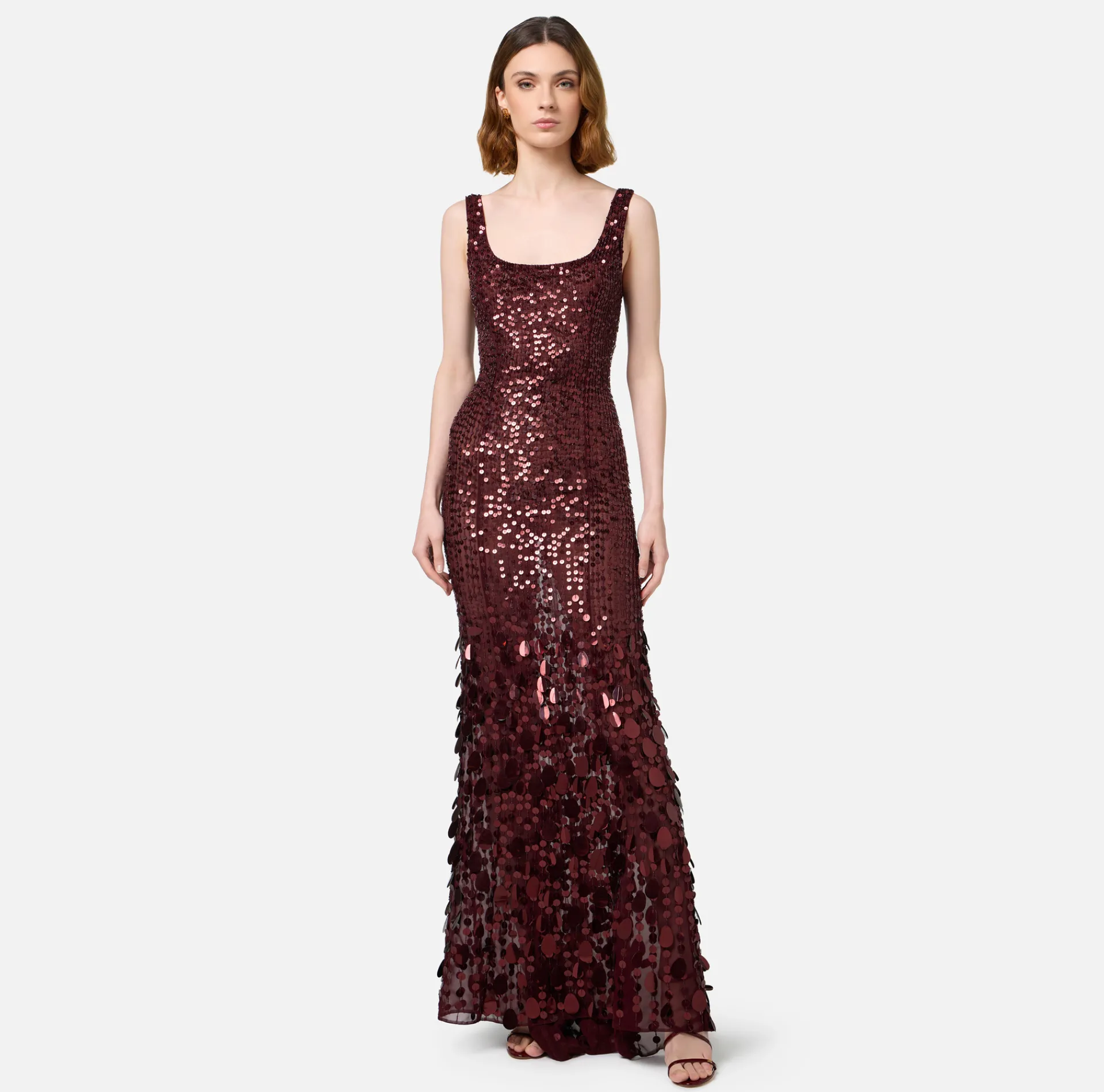 Elisabetta Franchi Red Carpet Dresses|Red Carpet|Sequin-embroidered georgette red carpet dress RougeNoir