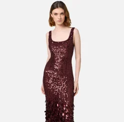 Elisabetta Franchi Dresses|Red Carpet|Sequin-embroidered georgette red carpet dress