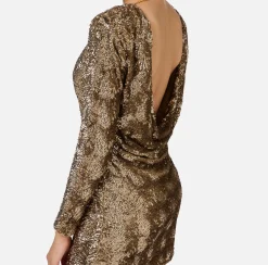 Elisabetta Franchi Dresses|Red Carpet Dresses|Sequin-embroidered tulle boxy mini-dress Camel
