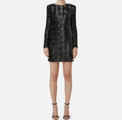 Elisabetta Franchi Dresses|Red Carpet Dresses|Sequin-embroidered tulle boxy mini-dress Black