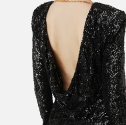 Elisabetta Franchi Dresses|Red Carpet Dresses|Sequin-embroidered tulle boxy mini-dress Black