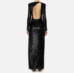 Elisabetta Franchi Red Carpet Dresses|Red Carpet|Sequin-embroidered tulle red carpet dress with cut-out Black