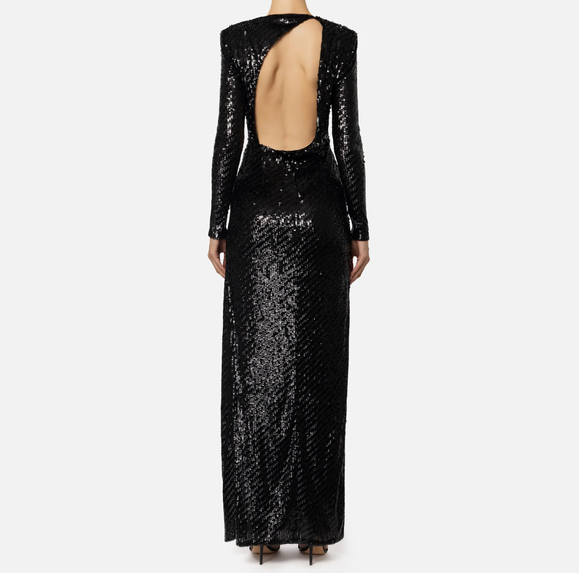 Elisabetta Franchi Red Carpet Dresses|Red Carpet|Sequin-embroidered tulle red carpet dress with cut-out Black