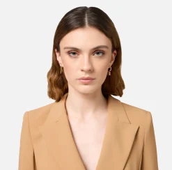 Elisabetta Franchi Jewelry|Set of earrings with ring and rhinestone logo YellowGold