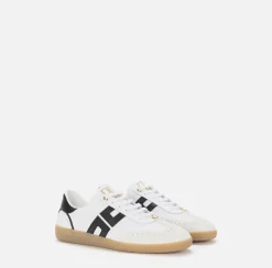 Elisabetta Franchi Sneakers & Flat Shoes|Shield leather sneakers Ivory/Black