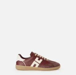 Elisabetta Franchi Sneakers & Flat Shoes|Shield leather sneakers RougeNoir/Butter