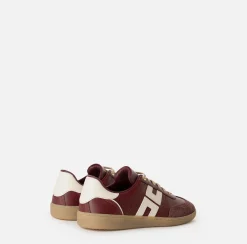 Elisabetta Franchi Sneakers & Flat Shoes|Shield leather sneakers RougeNoir/Butter