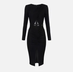 Elisabetta Franchi Dresses|Midi Dresses|Shiny jersey midi dress with draping