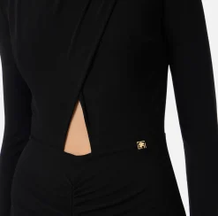Elisabetta Franchi Dresses|Midi Dresses|Shiny jersey midi dress with draping