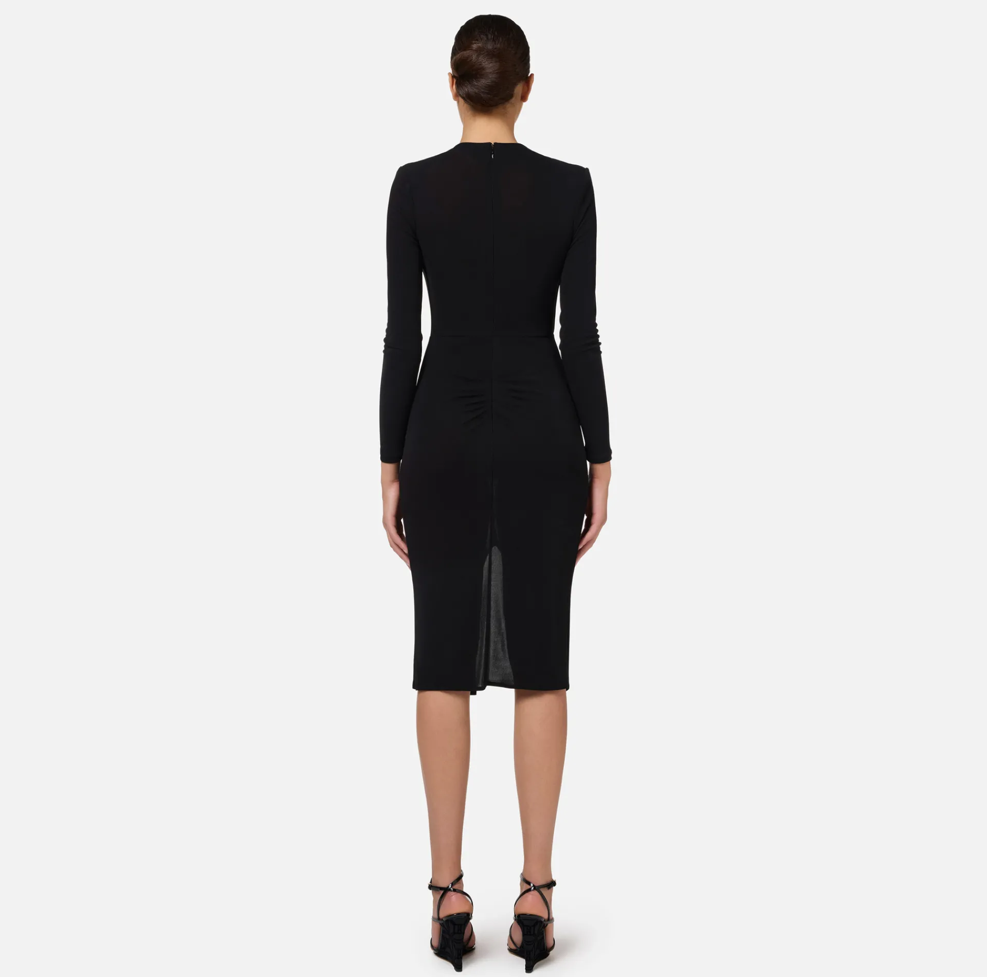 Elisabetta Franchi Dresses|Midi Dresses|Shiny jersey midi dress with draping