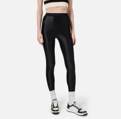 Elisabetta Franchi Trousers And Shorts|Shiny Lycra leggings with logoed elastic Black