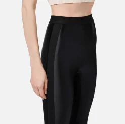 Elisabetta Franchi Trousers And Shorts|Shiny Lycra leggings with logoed elastic Black