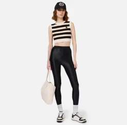 Elisabetta Franchi Trousers And Shorts|Shiny Lycra leggings with logoed elastic