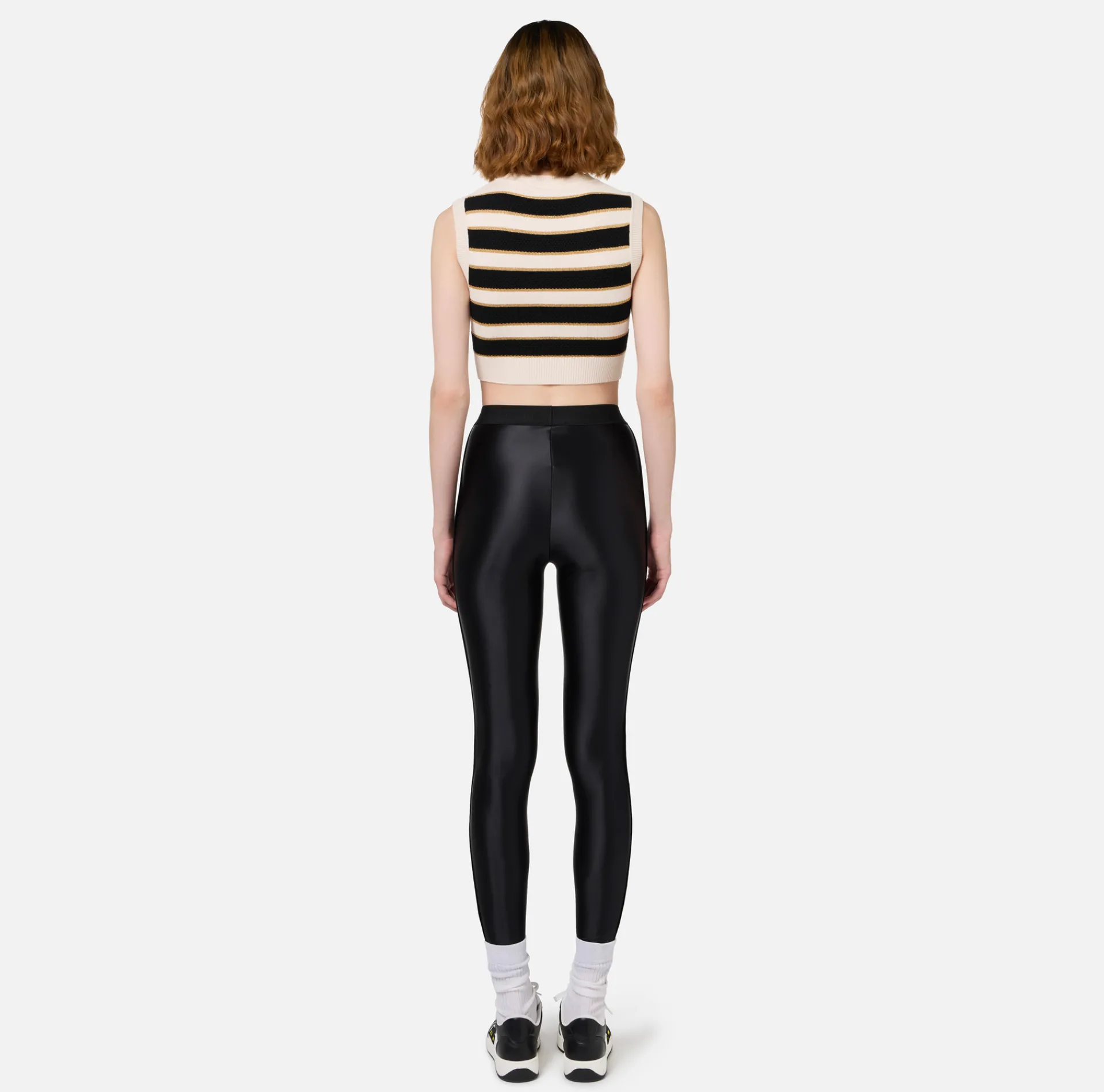 Elisabetta Franchi Trousers And Shorts|Shiny Lycra leggings with logoed elastic