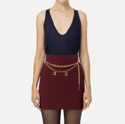 Elisabetta Franchi Top And T-Shirts|Shiny viscose top Navy