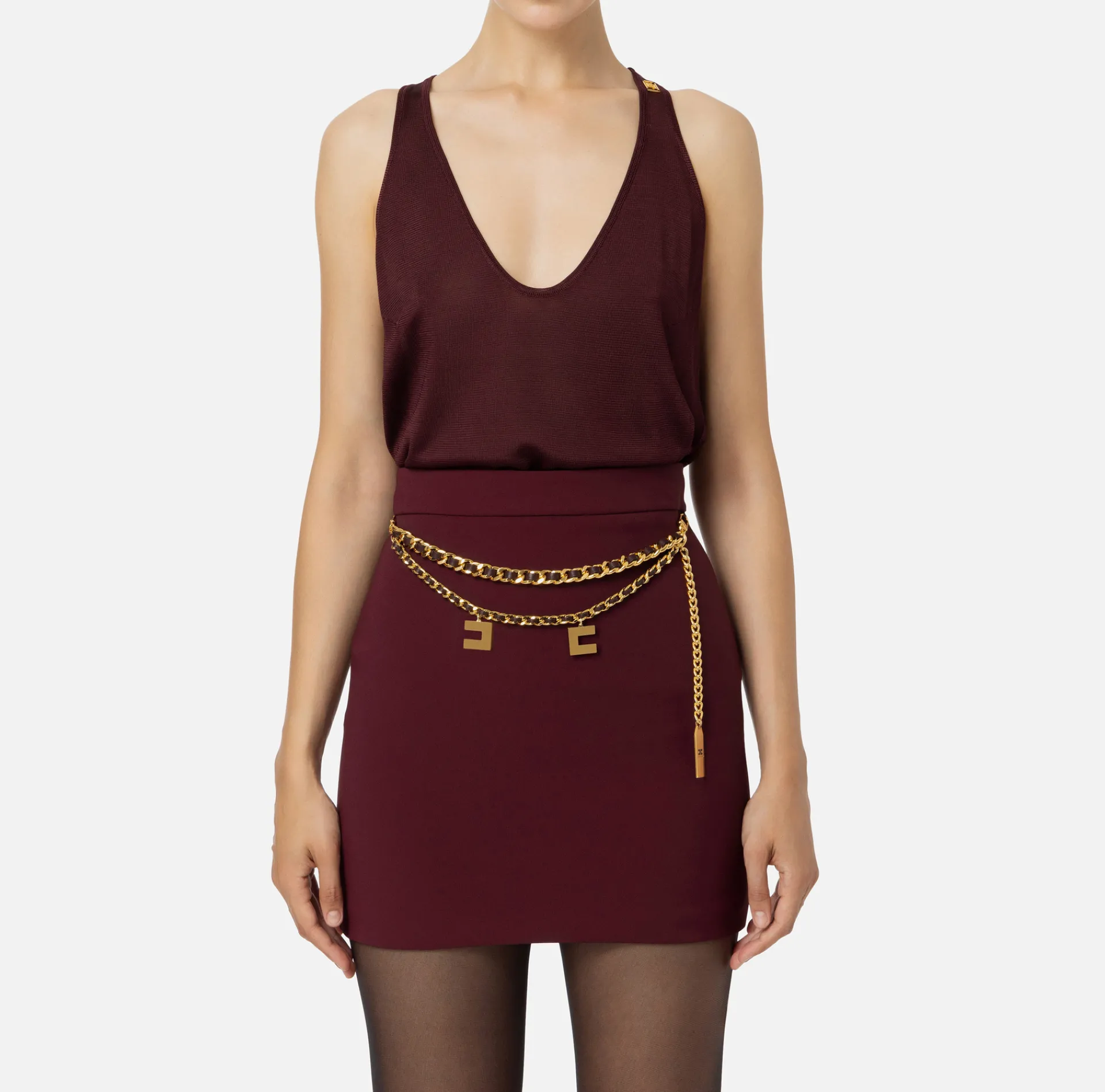 Elisabetta Franchi Top And T-Shirts|Shiny viscose top RougeNoir