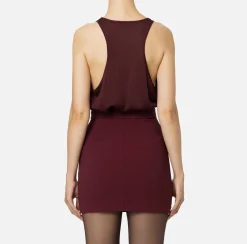 Elisabetta Franchi Top And T-Shirts|Shiny viscose top RougeNoir